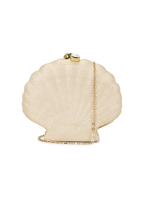 Emm Kuo Woven Shell Clutch in Cream.