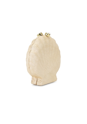 Emm Kuo Woven Shell Clutch in Cream.