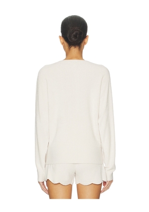 Barefoot Dreams CozyChic Ultra Lite Scallop Dolman Henley Top in Cream. Size S. Also in XS, M, L.