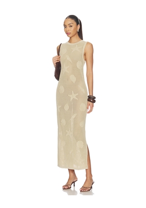Barefoot Dreams Sunbleached Shell Motif Midi Dress in Beige. Size S. Also in XS, M, L, XL.