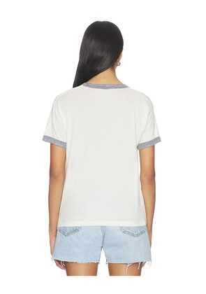 DAYDREAMER Nice Try Burnout Ringer Tee in White. Size XS. Also in M, L.