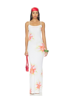 Casablanca Printed Soft Ribbed Dress in Cream. Size XS. Also in S, M.