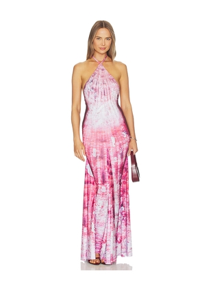 Di Petsa Shell Halter Neck Long Dress in Pink. Size XS. Also in S, L.