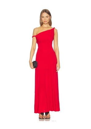Alice + Olivia Noelia Twist Strap Paneled Maxi Dress in Red. Size 0. Also in 2, 4, 6, 8, 10, 12.