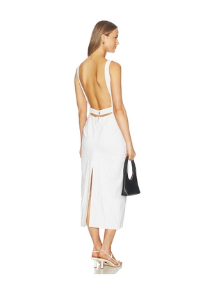 ET OCHS Farley Denim Midi Dress in White. Size 0. Also in 2, 4, 6, 8, 10.