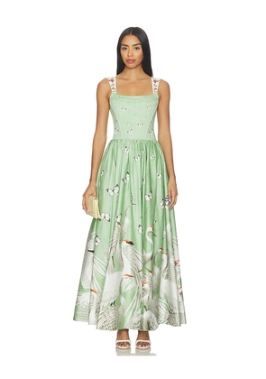 Alice + Olivia Guinevere Bustier Maxi Dress in Sage. Size 0. Also in 2, 4, 10.
