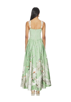 Alice + Olivia Guinevere Bustier Maxi Dress in Sage. Size 0. Also in 2, 10.
