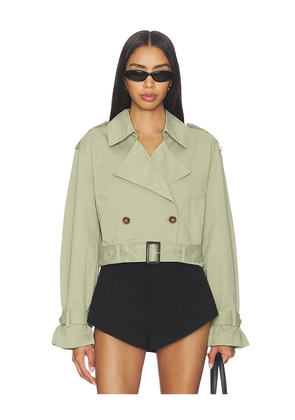 BLANKNYC Cropped Trench Coat in Sage. Size XS. Also in S, M, L.