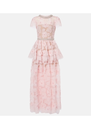 Self-Portrait Embellished floral tulle gown