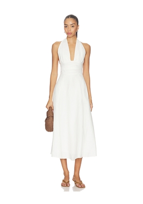 FAITHFULL THE BRAND Bianca Midi Dress in White. Size S. Also in M, L, XL.