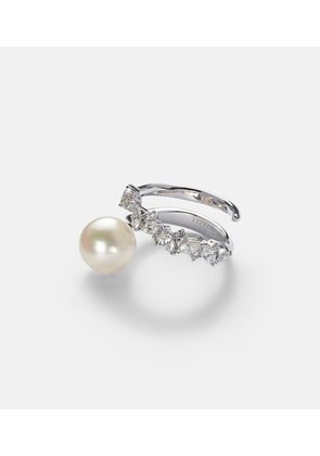 Yeprem Pearlescent 18kt white gold ring with diamonds and pearl