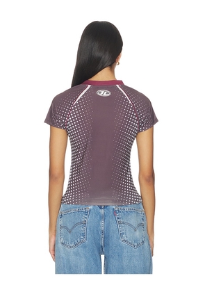 Jaded London Illusion Print Football Baby Tee in Charcoal. Size XXS. Also in S.