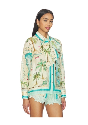 Falguni Shane Peacock Blouse in Mint,Blue. Size XS. Also in S, M, L.