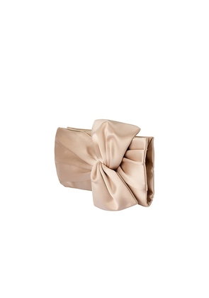 olga berg Chloe Tie Front Clutch in Nude.