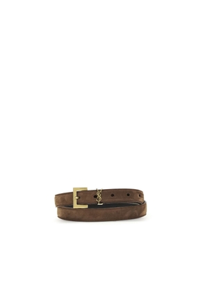 Saint Laurent Brown Calf Leather Bos Taurus Thin Belt - 75 cm / 30 Inches