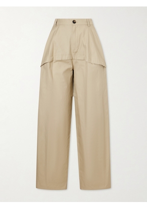 LOEWE - + Paula's Ibiza Paneled Cotton Gabardine Wide-leg Pants - Neutrals - FR 34,FR 36,FR 38,FR 40,FR 42,FR 44