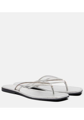 Veronica Beard Clea leather-trimmed PVC thong sandals