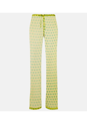 Dries Van Noten Polka-dot silk straight pants