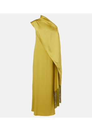 Taller Marmo Berenson one-shoulder crepe  cady gown