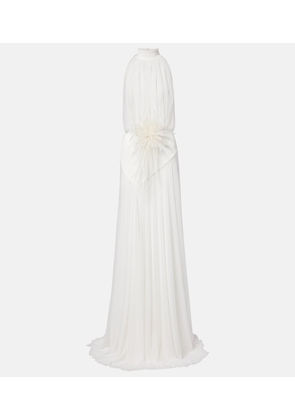 David Koma Draped floral-applique gown