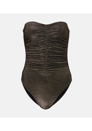 Karla Colletto Helena ruched lame swimsuit