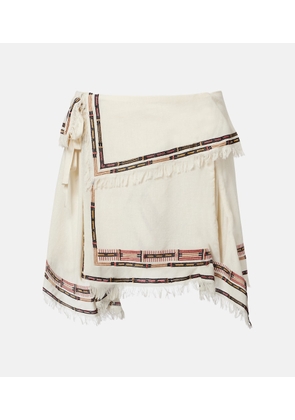 Isabel Marant Feriel embroidered fringed silk wrap skirt