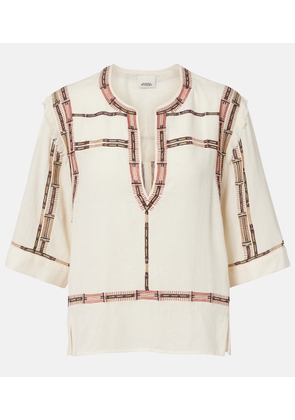 Isabel Marant Fiosa embroidered fringed silk top