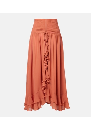Poupette St Barth Neree ruched ruffled maxi skirt