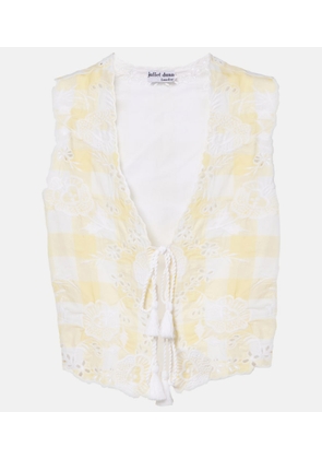 Juliet Dunn Embroidered checked cotton vest