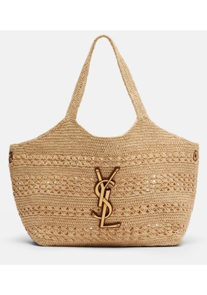 Saint Laurent Icare Medium raffia tote bag