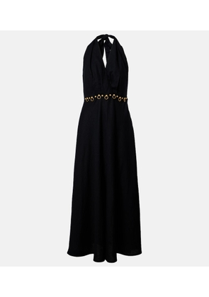ViX Paula Hermanny Hailey halterneck linen-blend midi dress