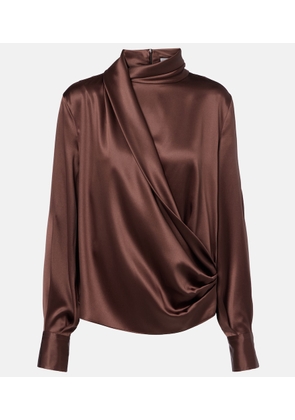 Brunello Cucinelli Draped silk-blend satin blouse
