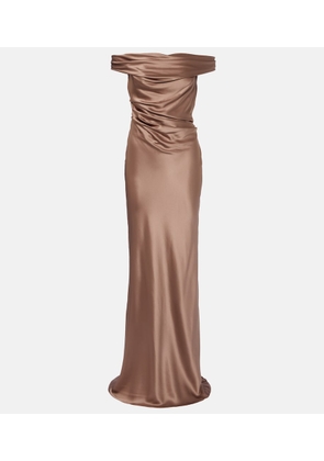 The Sei Bardot off-shoulder silk charmeuse gown