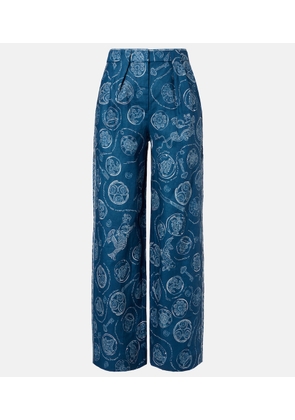 Alemais Lucky printed linen wide-leg pants