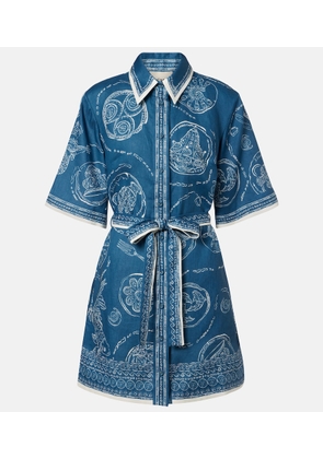 Alemais Lucky belted printed linen shirt dress