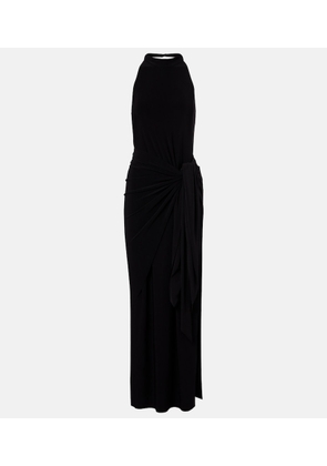 Norma Kamali Draped halterneck jersey maxi dress