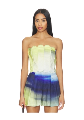 Mayle Vasquez Scallop Top in Blue,Green. Size S. Also in M, L, XL.
