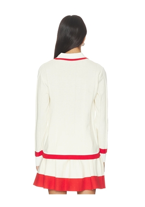Khalhon V-tipped Varsity Knit Pullover in Cream. Size XS. Also in S, M, L.