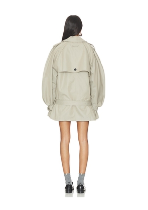 MARRKNULL Belted Short Trench Coat in Taupe. Size XS. Also in L, M, S.
