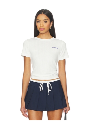 Terez x REVOLVE Yankees Pointelle Baby Tee in White. Size S. Also in XXS, XS, M, L, XL.