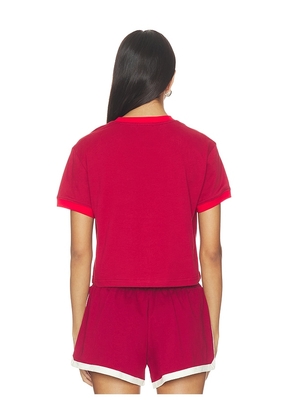 SSAINT Logo Baby Tee in Red. Size S. Also in M, L.