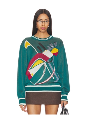 Yellow The Label Golfbag Tencel Knit Pullover in Teal. Size S. Also in M, L.