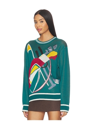 Yellow The Label Golfbag Tencel Knit Pullover in Teal. Size S. Also in M, L.