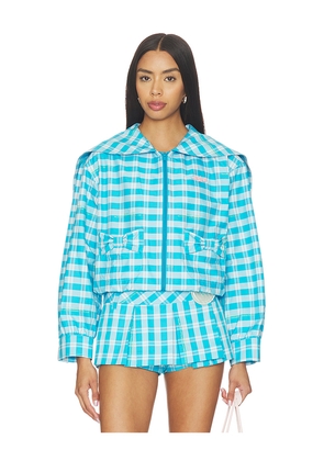 Sandy Liang Farro Jacket in Blue. Size XS. Also in S, M, L.