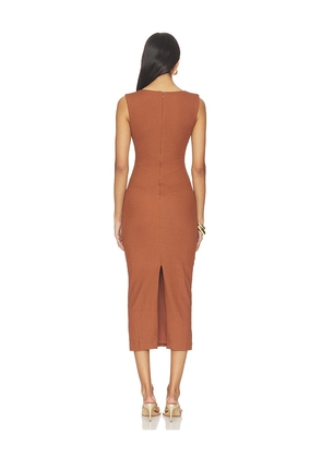 PatBO Cora Knit Midi Dress in Brown. Size XS. Also in M, L, XL.