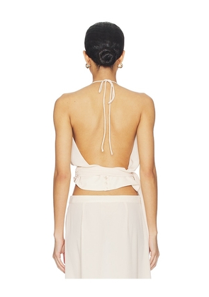 With Harper Lu Draped Halter Top in Ivory. Size S. Also in L, M, XL.