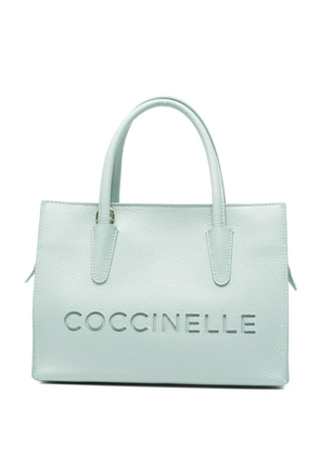 Coccinelle debossed-logo leather tote bag - Blue