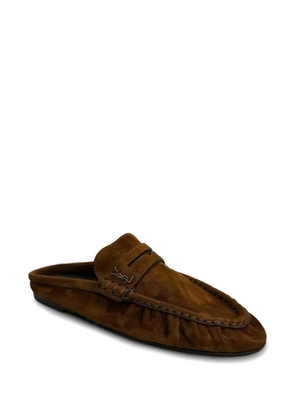 Saint Laurent Le Loafer logo-plaque mules - Brown
