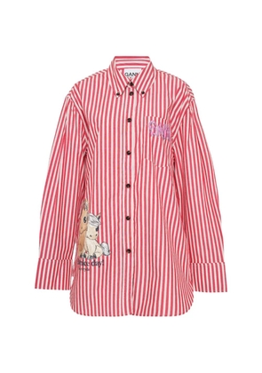 GANNI striped cotton shirt - Red
