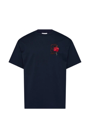 Drôle De Monsieur Hibiscus-embroidered T-shirt - Blue